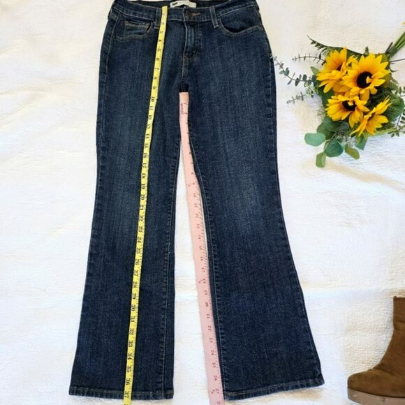 Women's Levi's 515 Bootcut Jeans Size 6 Short W28 L30 Dark Blue Denim Stretchy - Picture 5 of 15